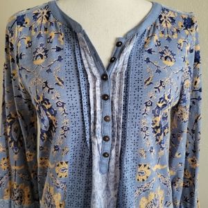 Lucky Brand Boho 3/4 Sleeve Top Size S/P
